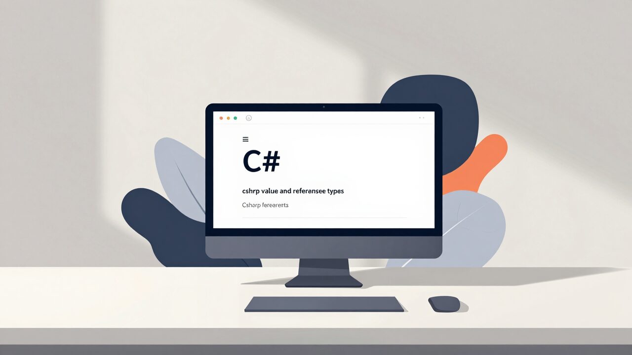 C# 값 타입과 참조 타입를 설명하는 플랫 일러스트 대표 이미지