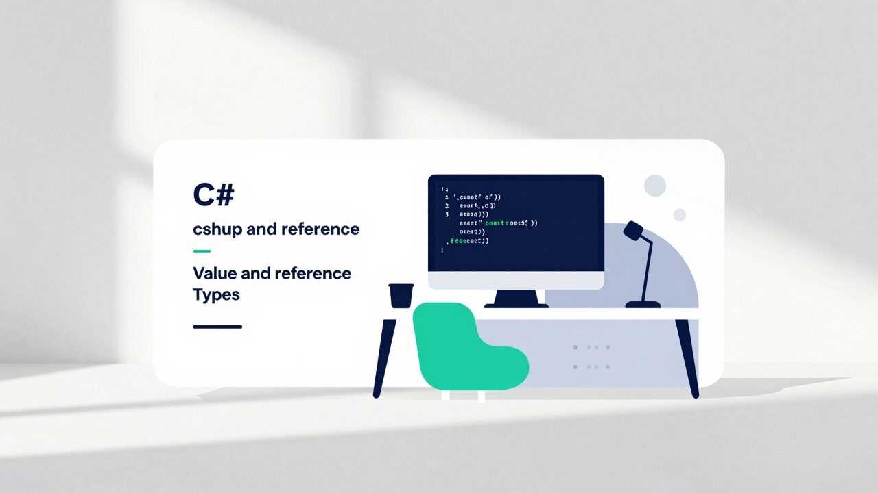 C# 값 타입과 참조 타입를 설명하는 3D 렌더링 대표 이미지