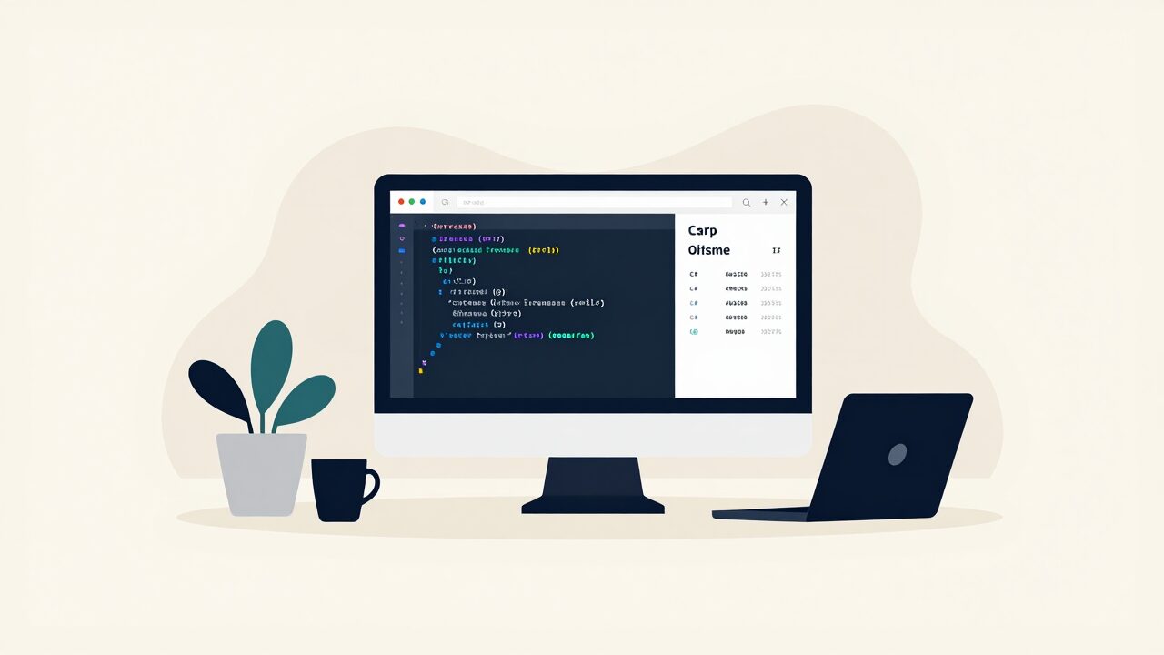 C# 값 타입과 참조 타입를 설명하는 플랫 일러스트 대표 이미지