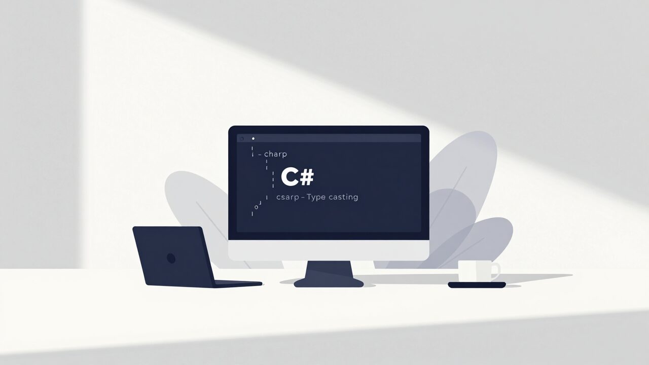 C# 형변환과 캐스팅를 설명하는 3D 렌더링 대표 이미지