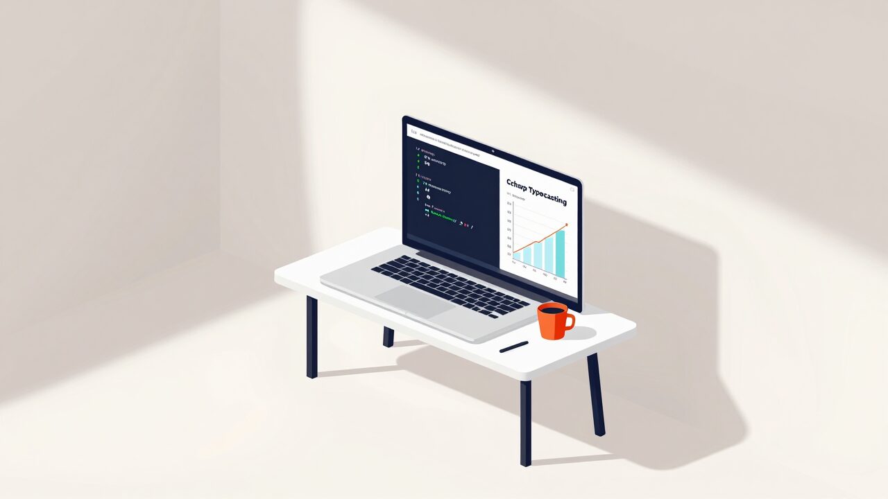 C# 형변환과 캐스팅를 설명하는 아이소메트릭 일러스트 대표 이미지