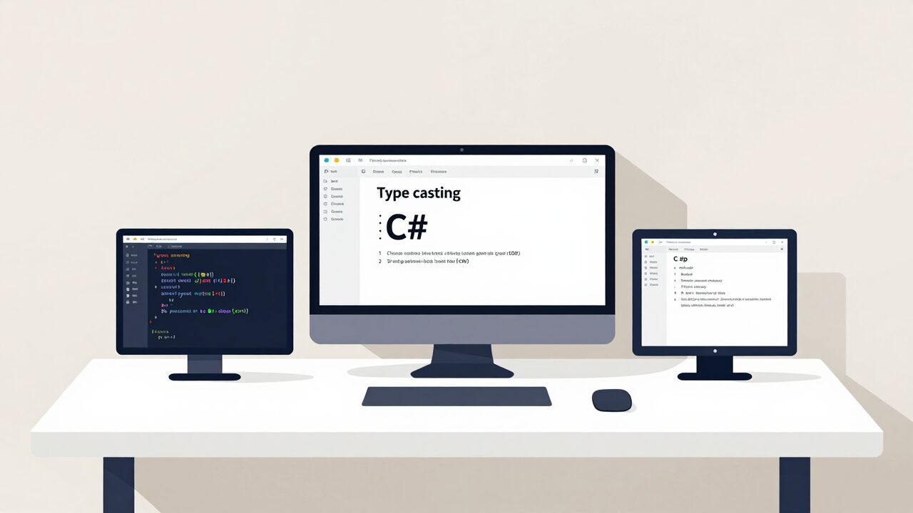 C# 형변환과 캐스팅를 설명하는 플랫 일러스트 대표 이미지