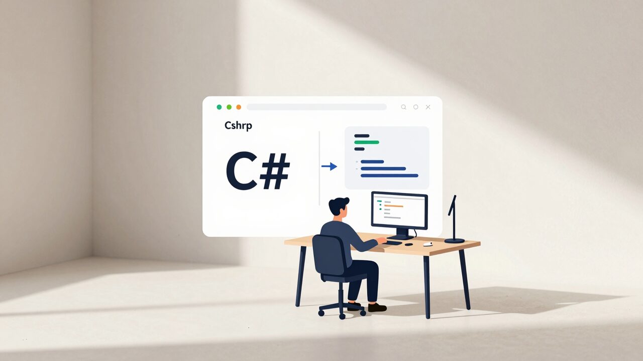 C# 연산자를 설명하는 아이소메트릭 일러스트 대표 이미지