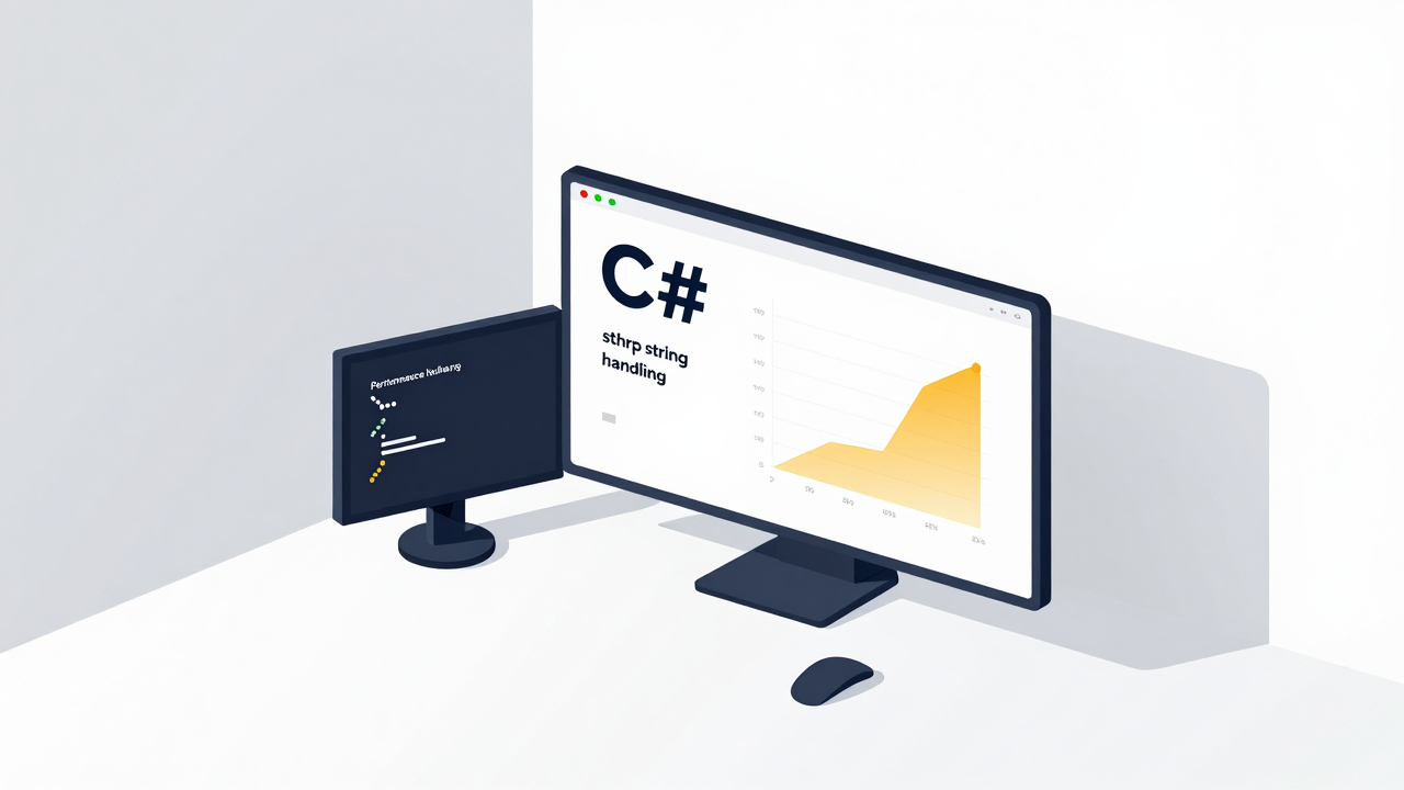 C# 문자열 다루기를 설명하는 아이소메트릭 일러스트 대표 이미지