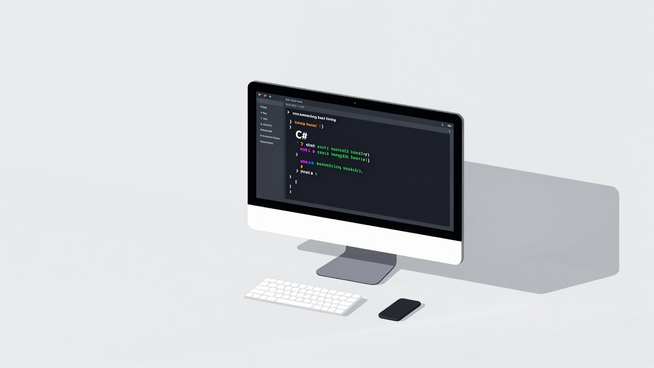 C# 문자열 다루기를 설명하는 아이소메트릭 일러스트 대표 이미지