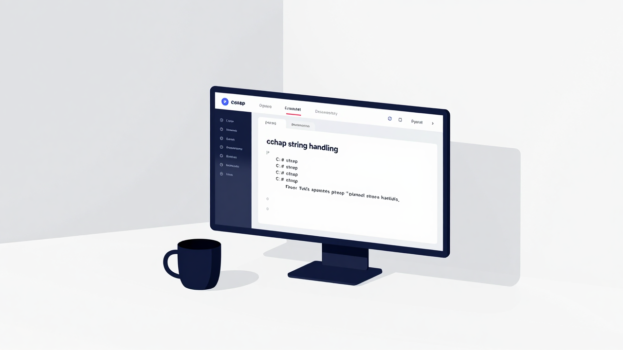 C# 문자열 다루기를 설명하는 아이소메트릭 일러스트 대표 이미지
