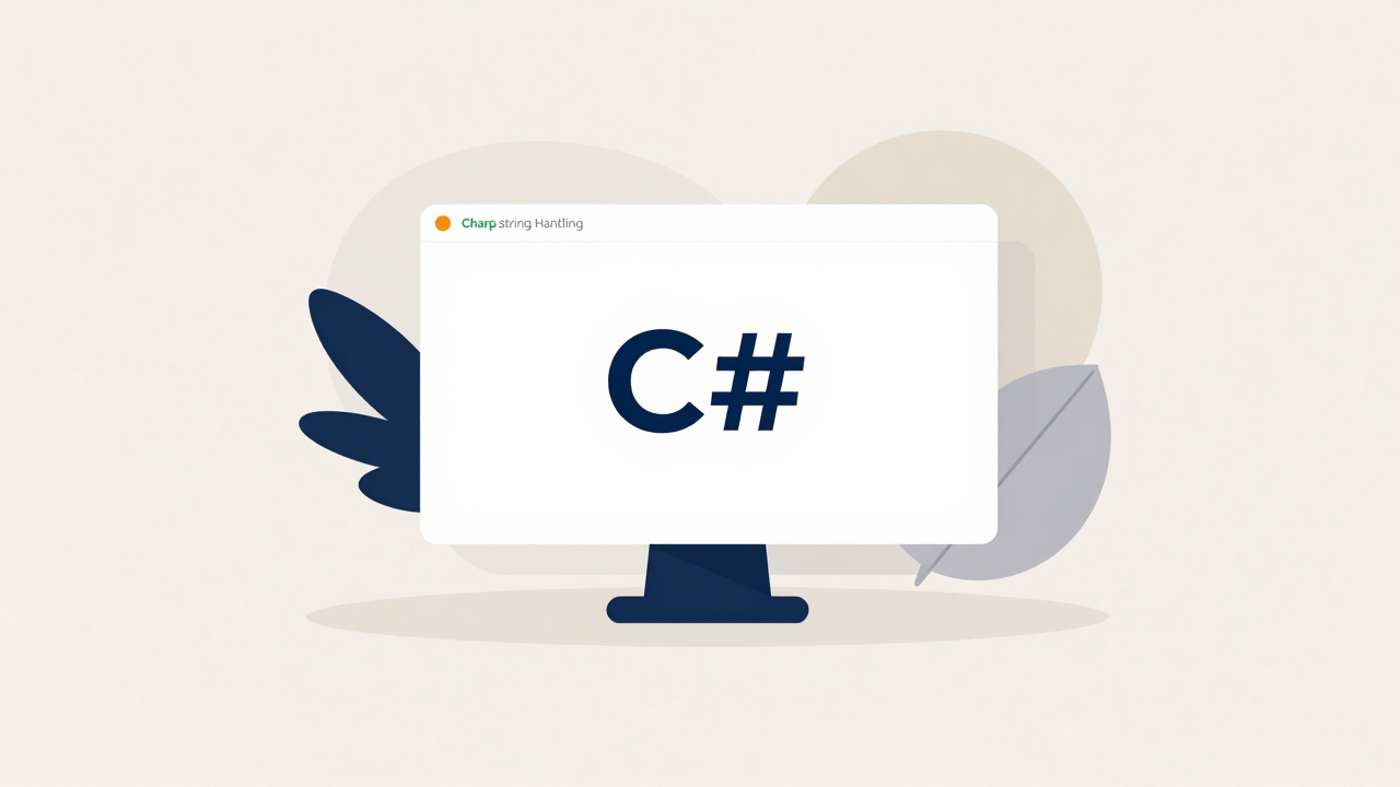 C# 문자열 다루기를 설명하는 아이소메트릭 일러스트 대표 이미지